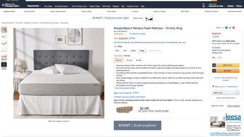 AmazonBasics Foam Mattress Product Page